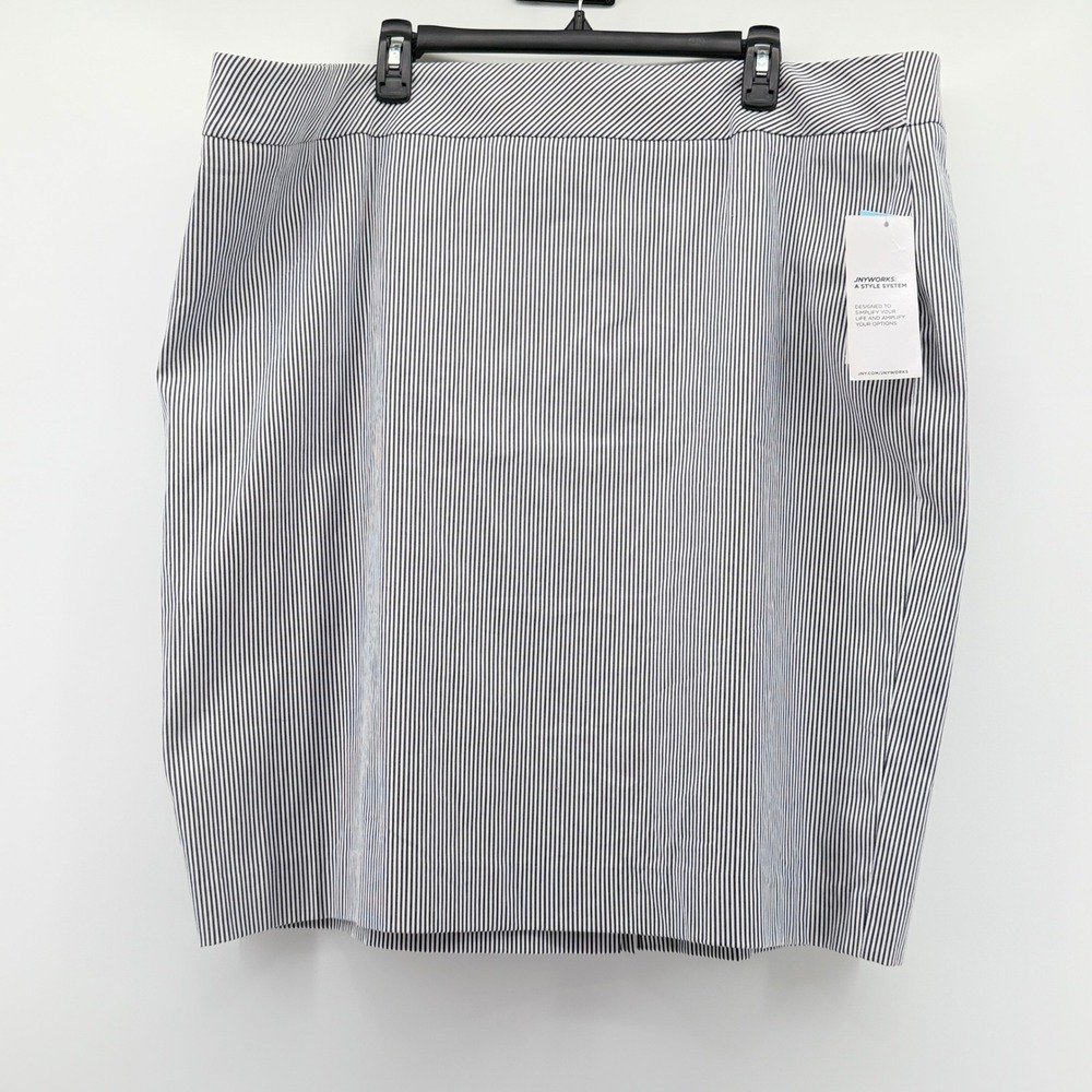 Jones New York Lucy Skirt Navy White Striped Pencil Skirt‎ 20W Plus Size NEW